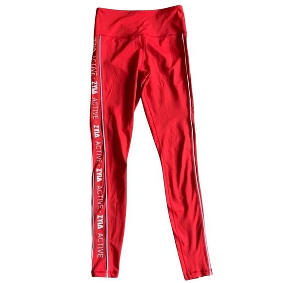 Zyia Active Red Logo Side Stripes Light & Tight High-Rise Leggings Size 4 - Picture 3 of 6